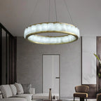 Scott Modern Alabaster Circle Round Chandeliers