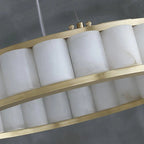 Scott Modern Alabaster Circle Round Chandeliers