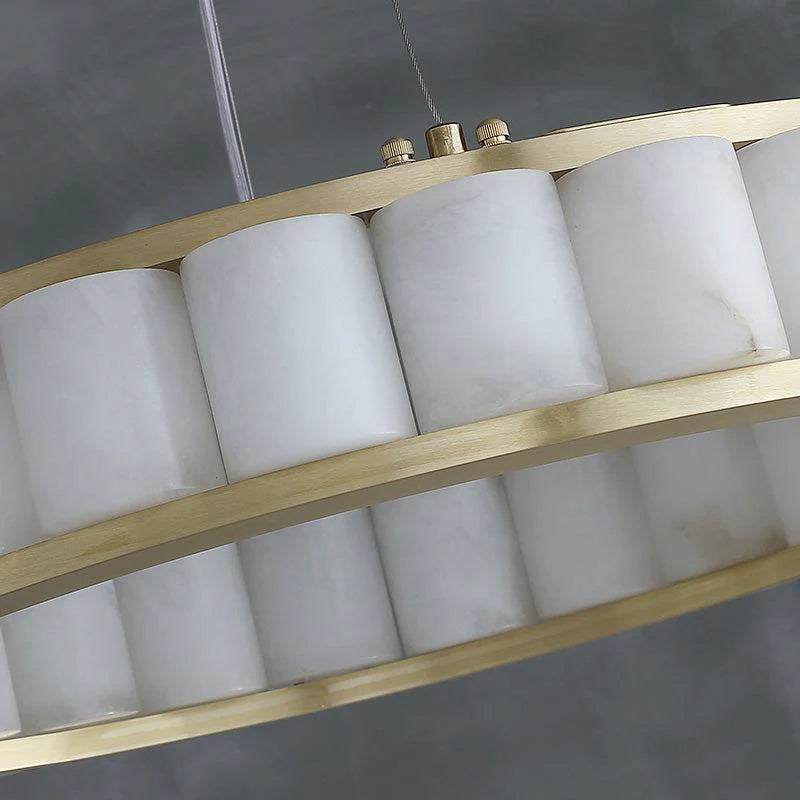 Scott Modern Alabaster Circle Round Chandeliers