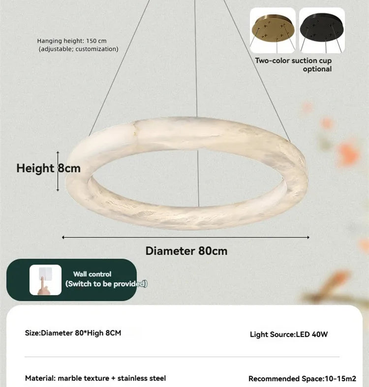 Phoebe Alabaster Round Chandelier