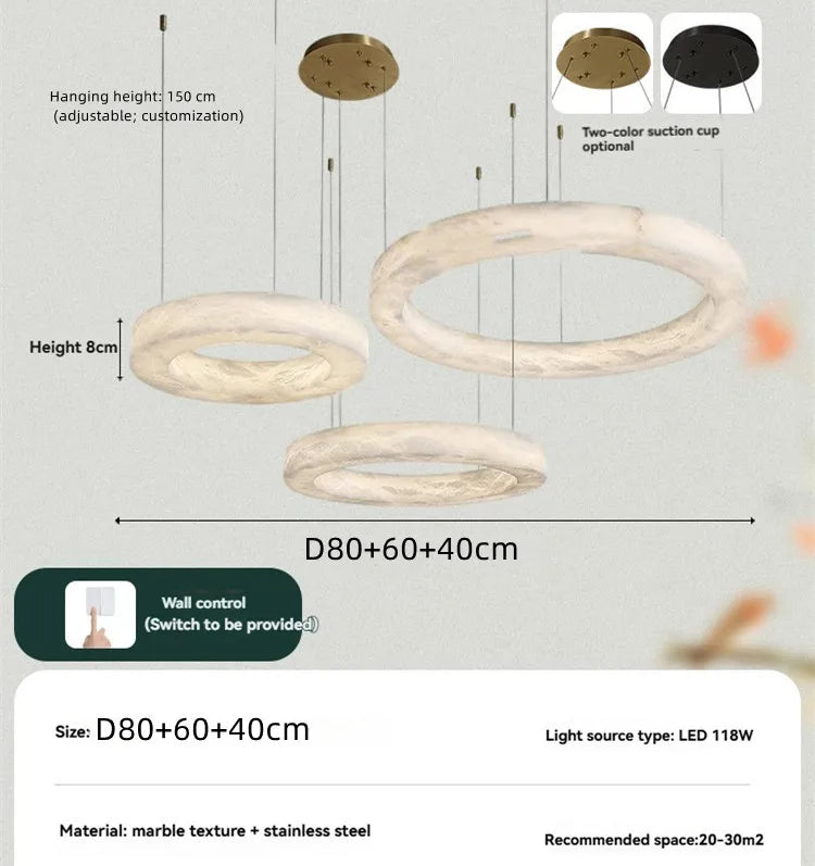 Phoebe Alabaster Round Chandelier