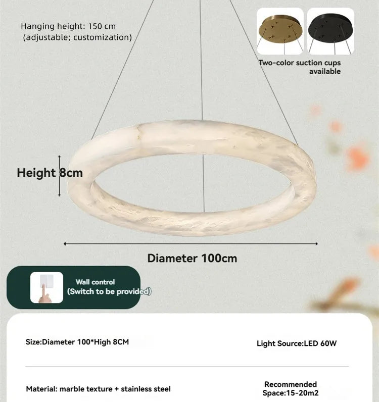 Phoebe Alabaster Round Chandelier