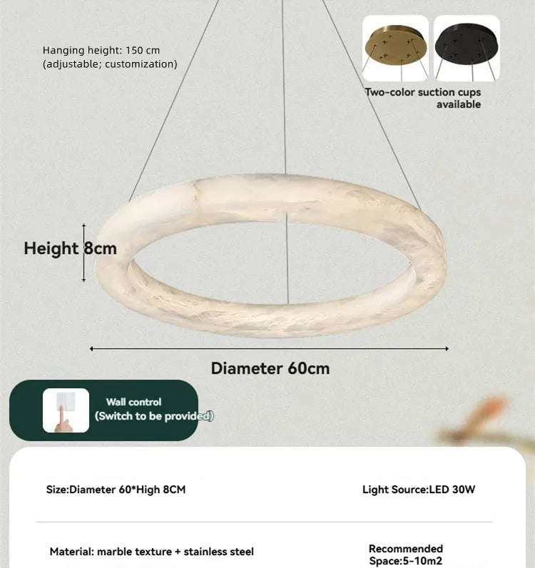 Phoebe Alabaster Round Chandelier