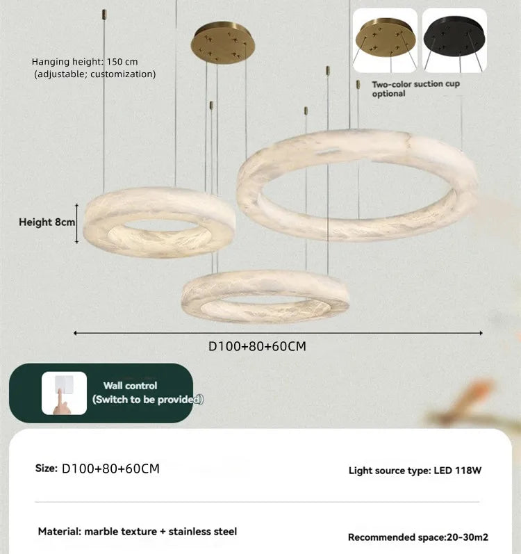Phoebe Alabaster Round Chandelier