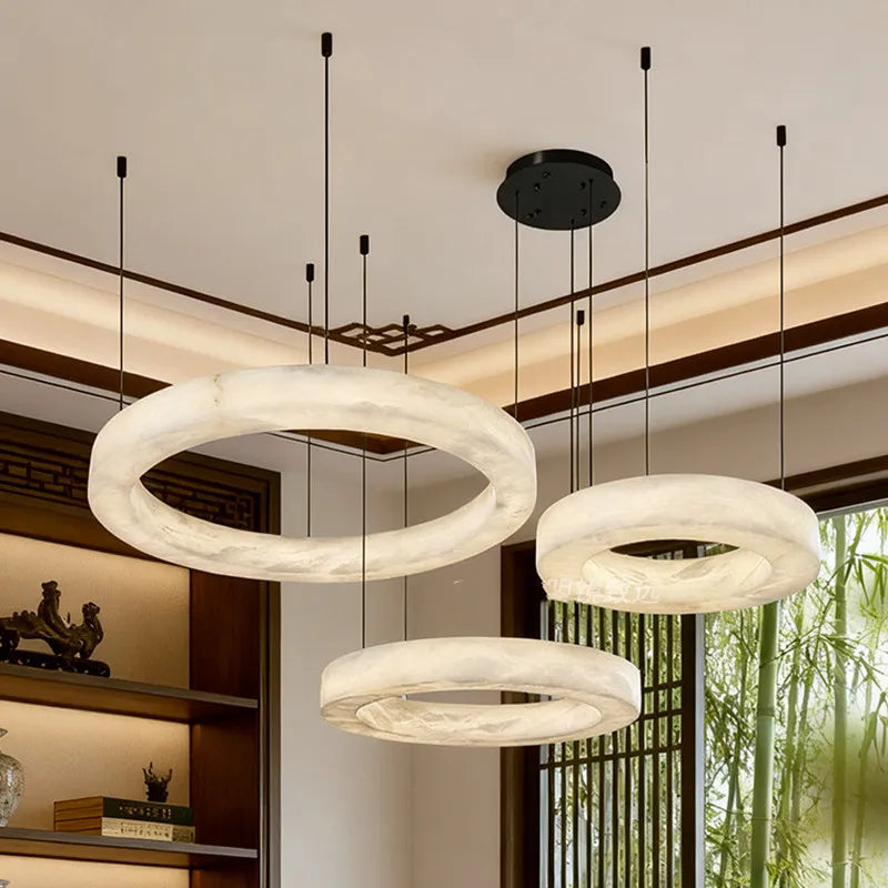 Phoebe Alabaster Round Chandelier