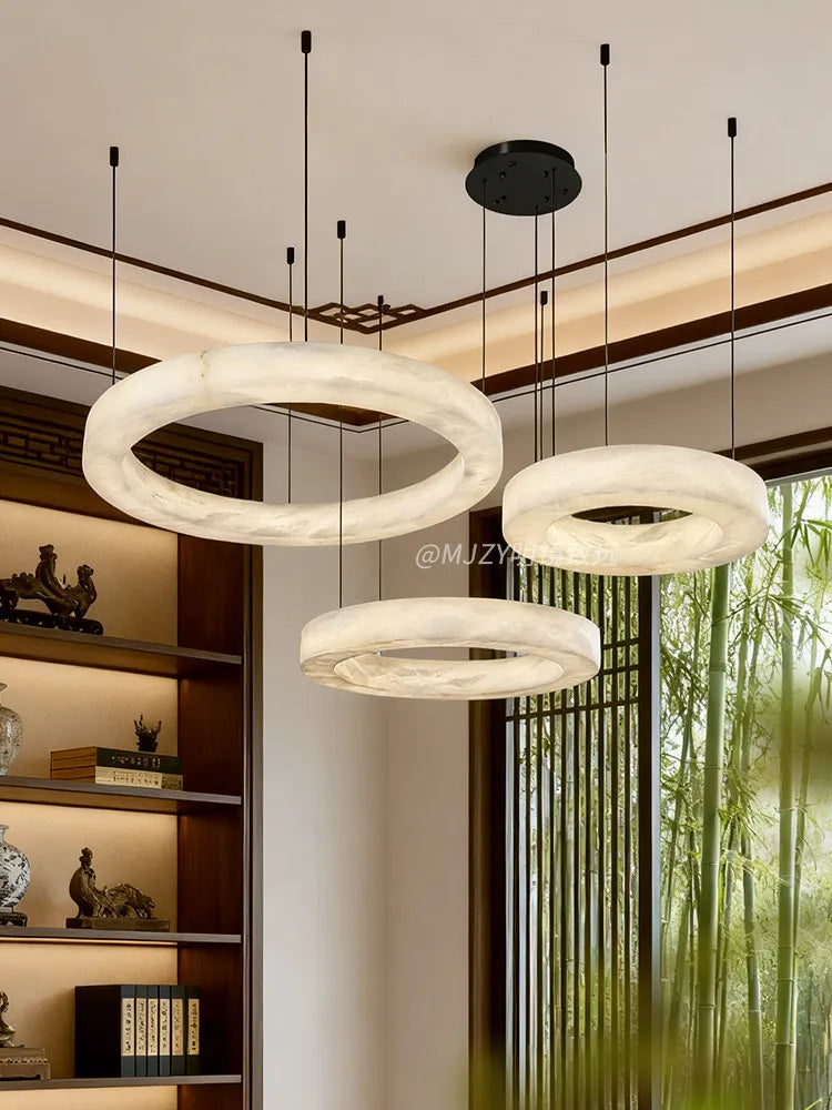 Phoebe Alabaster Round Chandelier