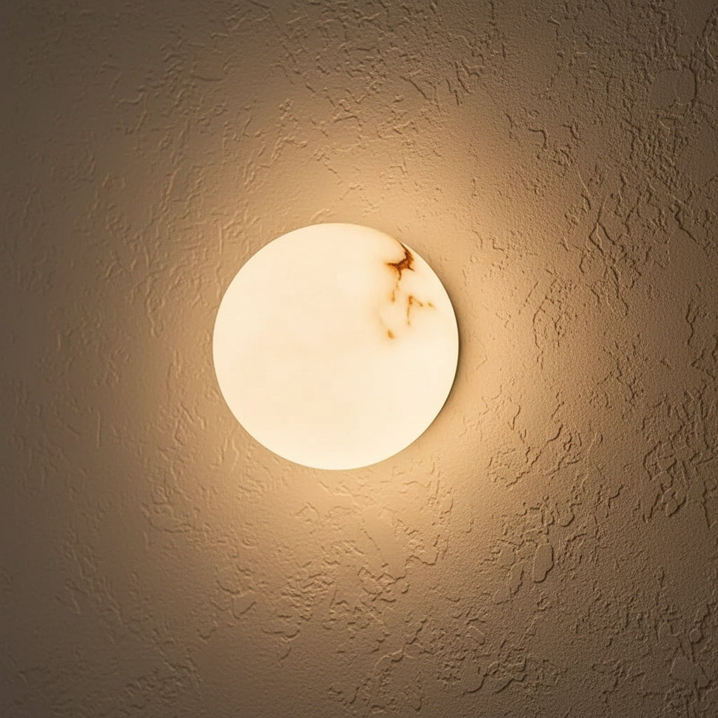 Rhea Round Natural Marble Wall Lamp