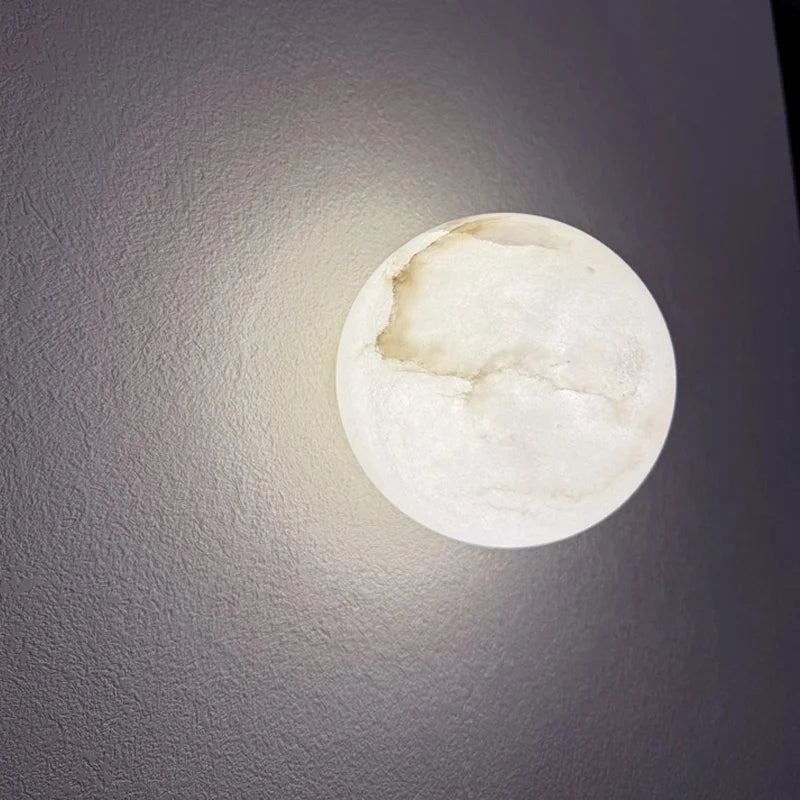 Rhea Round Natural Marble Wall Lamp