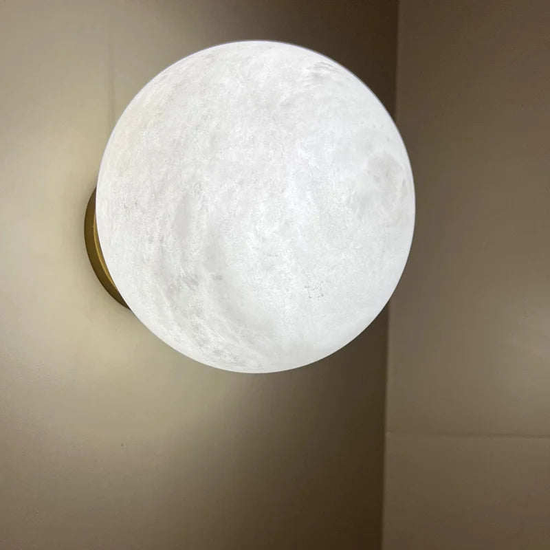 Rhea Round Natural Marble Wall Lamp