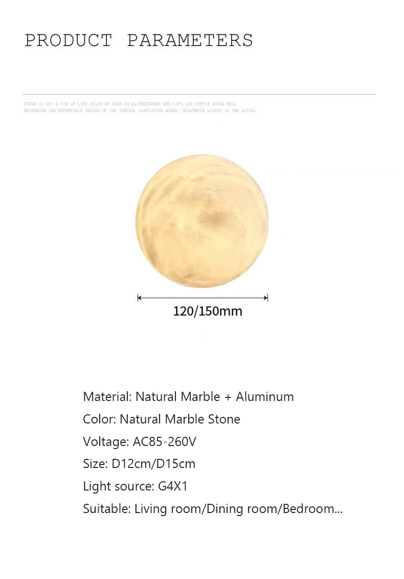 Rhea Round Natural Marble Wall Lamp