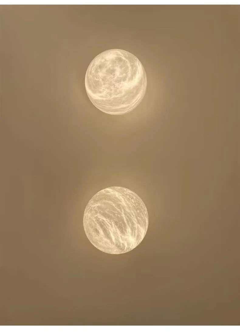 Rhea Round Natural Marble Wall Lamp