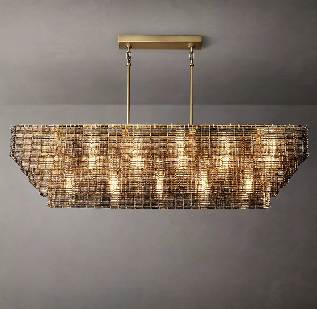 Sirene Clear/Smoke Glass Rectangular Chandelier 77"
