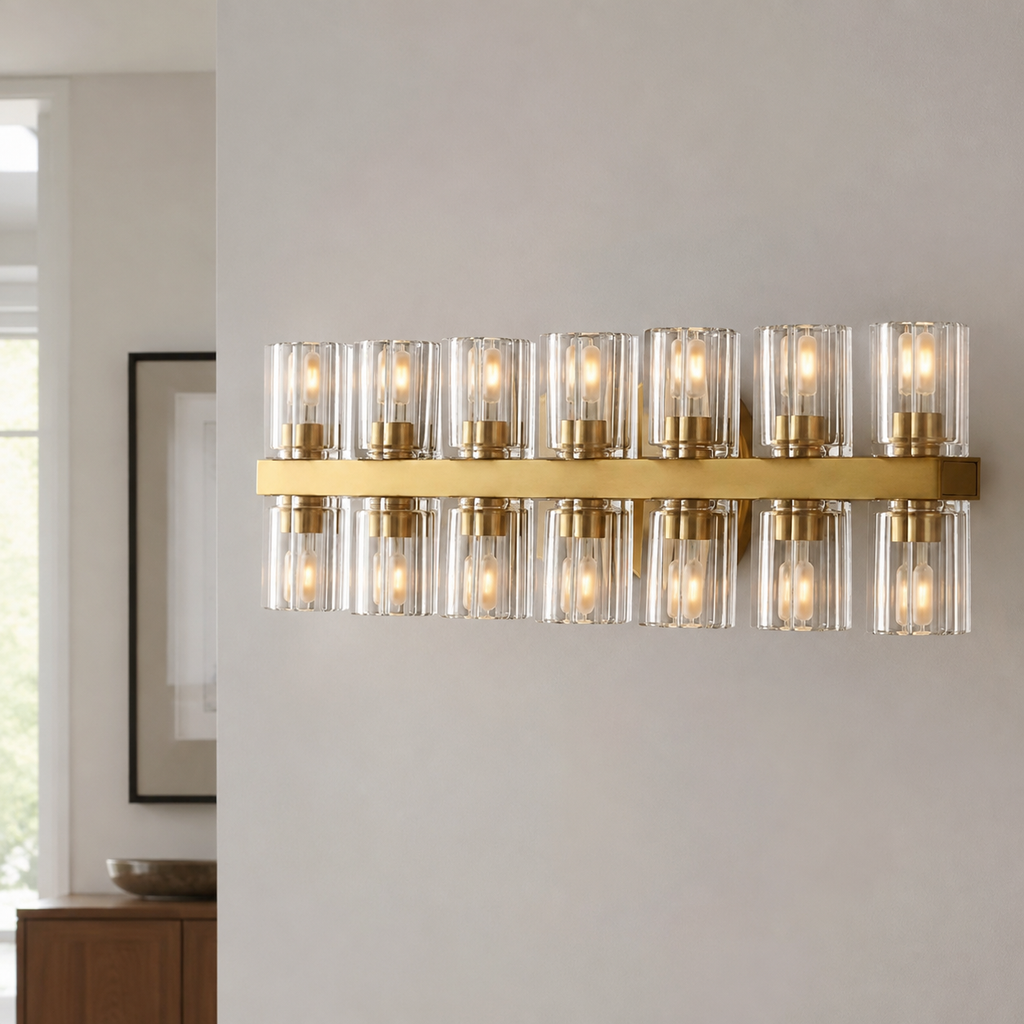Arcachon 14-Light K9 Crystal Wall Sconce in a neutral interior