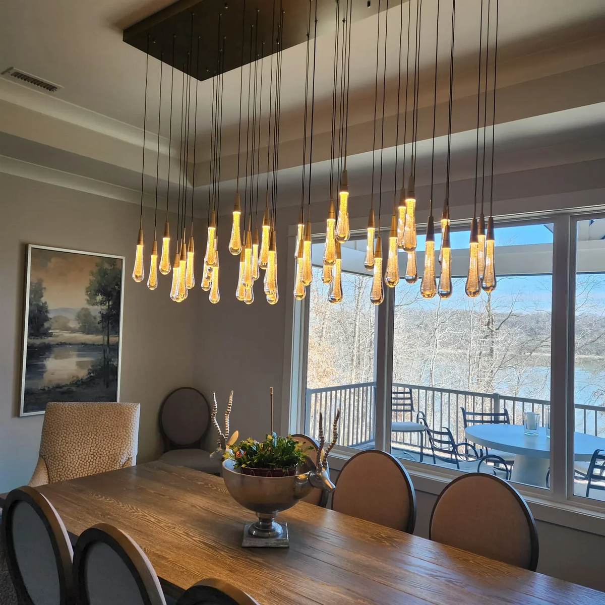 Solitaire Linear Crystal Chandelier 37"/50"/70"/87"/120"