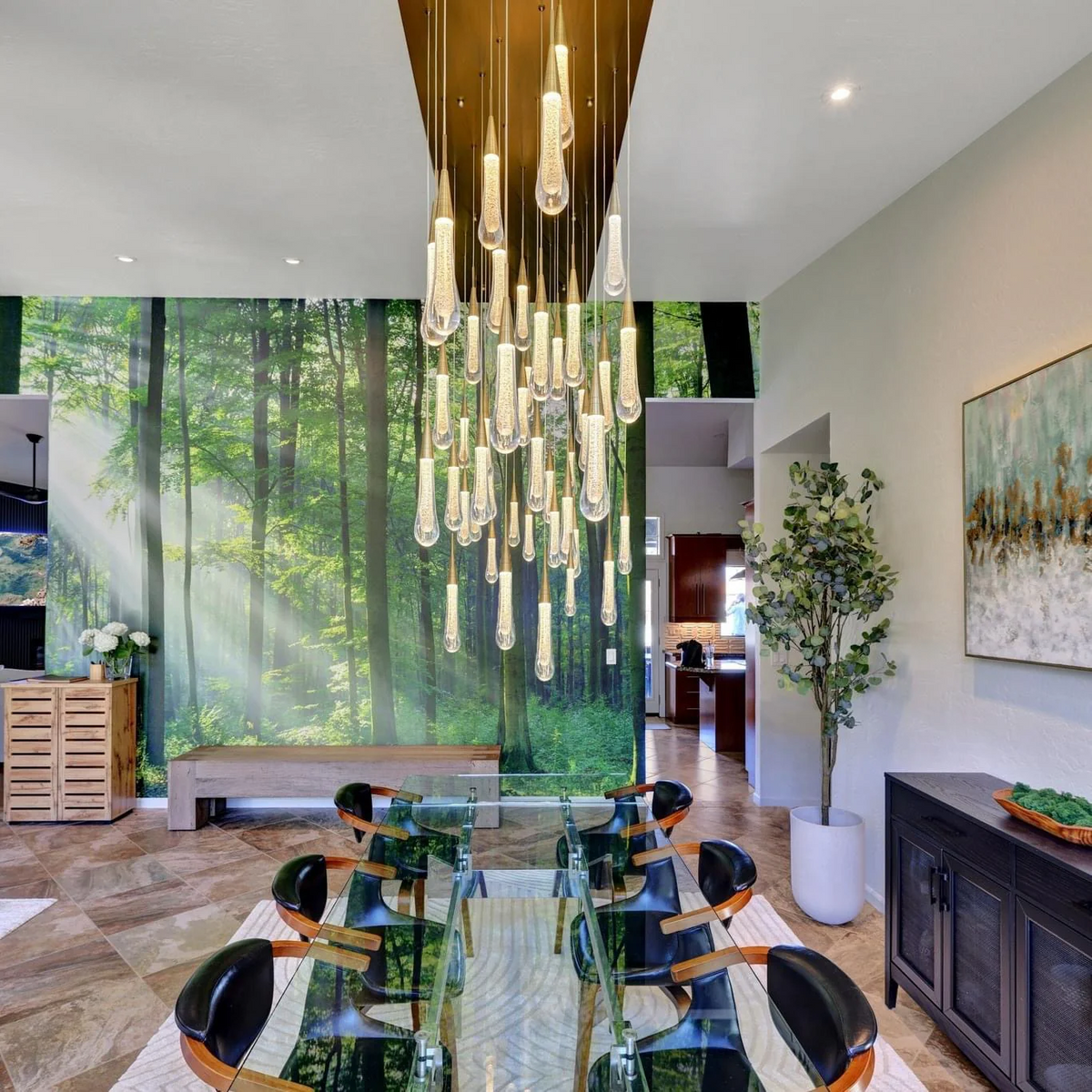 Solitaire Linear Crystal Chandelier 37"/50"/70"/87"/120"