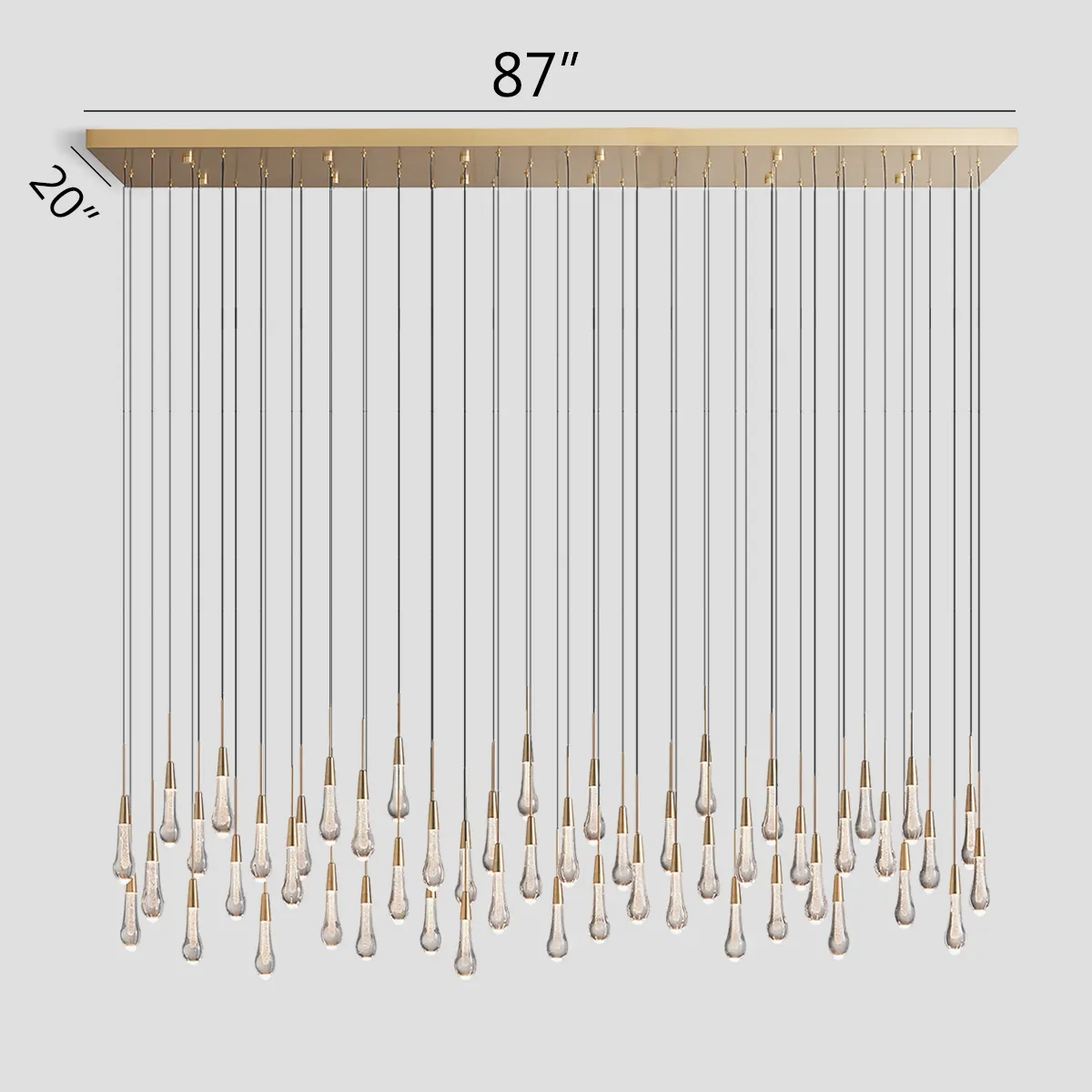 Solitaire Linear Crystal Chandelier 37"/50"/70"/87"/120"