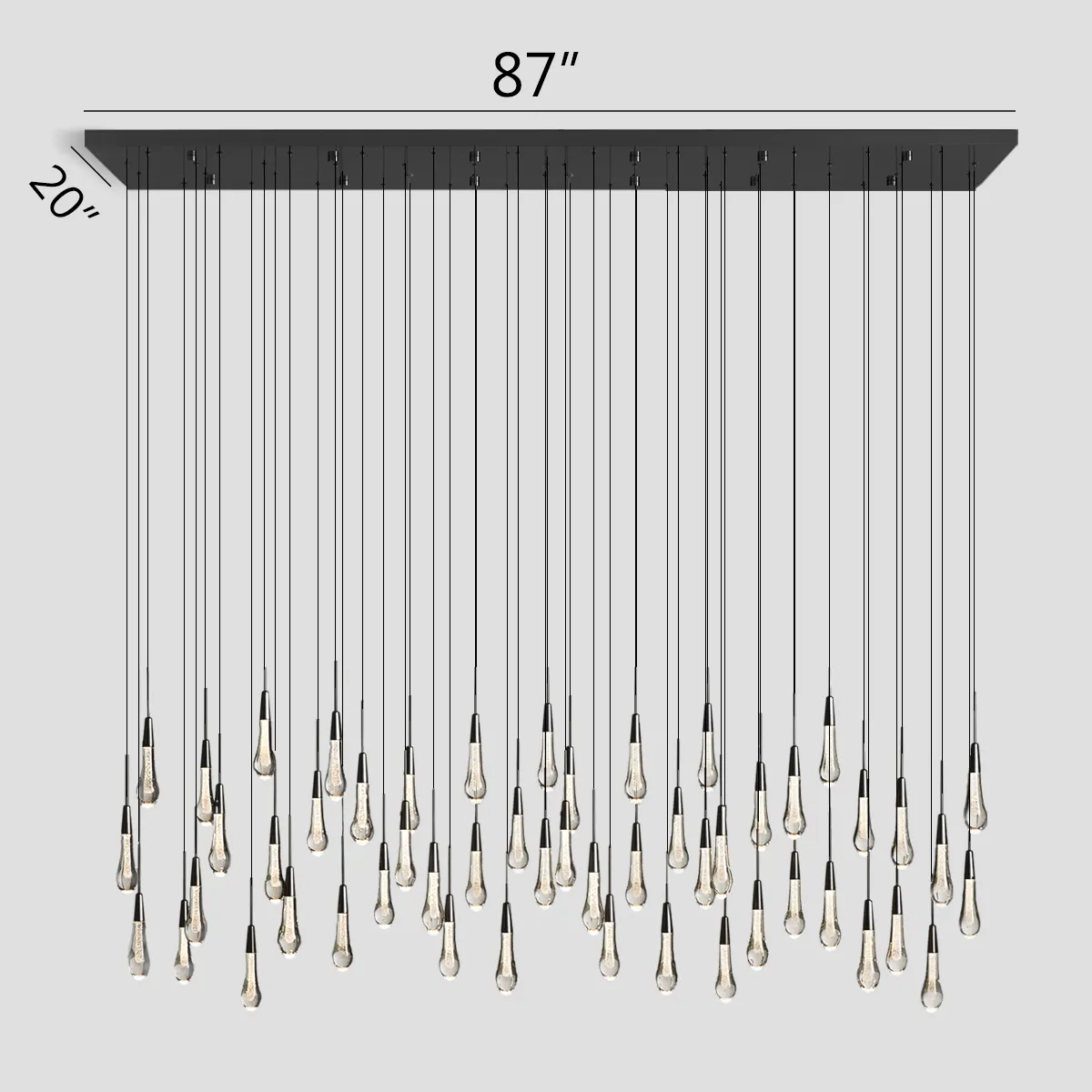Solitaire Linear Crystal Chandelier 37"/50"/70"/87"/120"