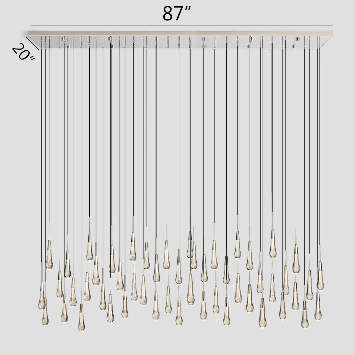 Solitaire Linear Crystal Chandelier 37"/50"/70"/87"/120"