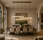 Audubon Modern Alabaster Triple Bar Linear Chandelier 72"