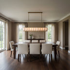 Harlow Calcite Rectangular Chandelier 74" with Stone Shades