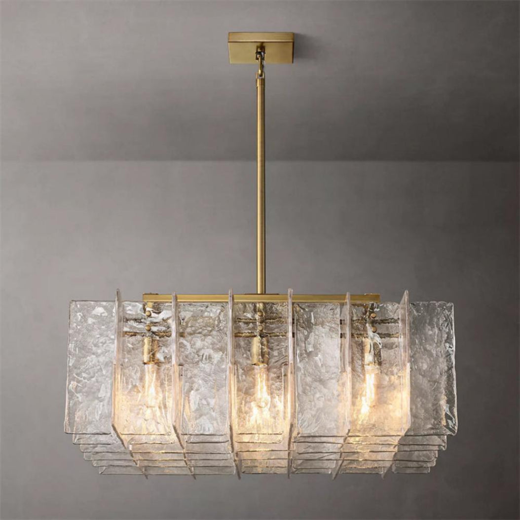 Lattice Square Glass Chandelier 36"