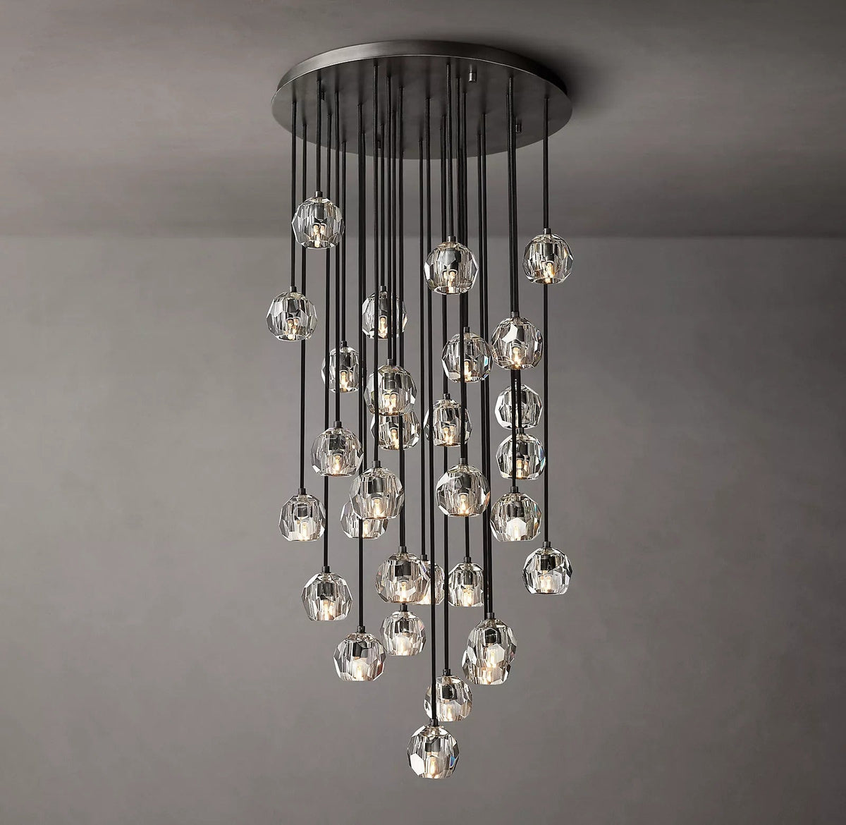 Boule De Cristal Smoke Crystal Cluster Chandelier 30"