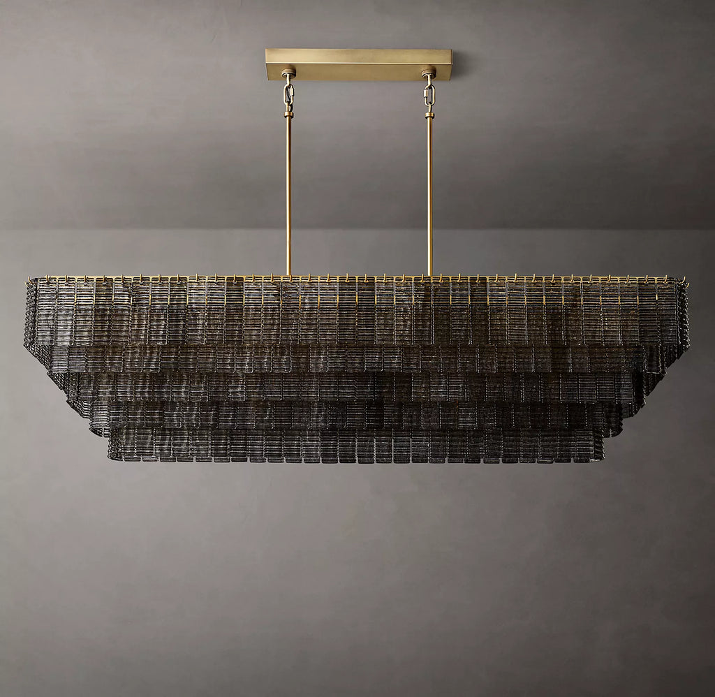 Sirene Clear/Smoke Glass Rectangular Chandelier 77"