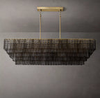 Sirene Clear/Smoke Glass Rectangular Chandelier 77"