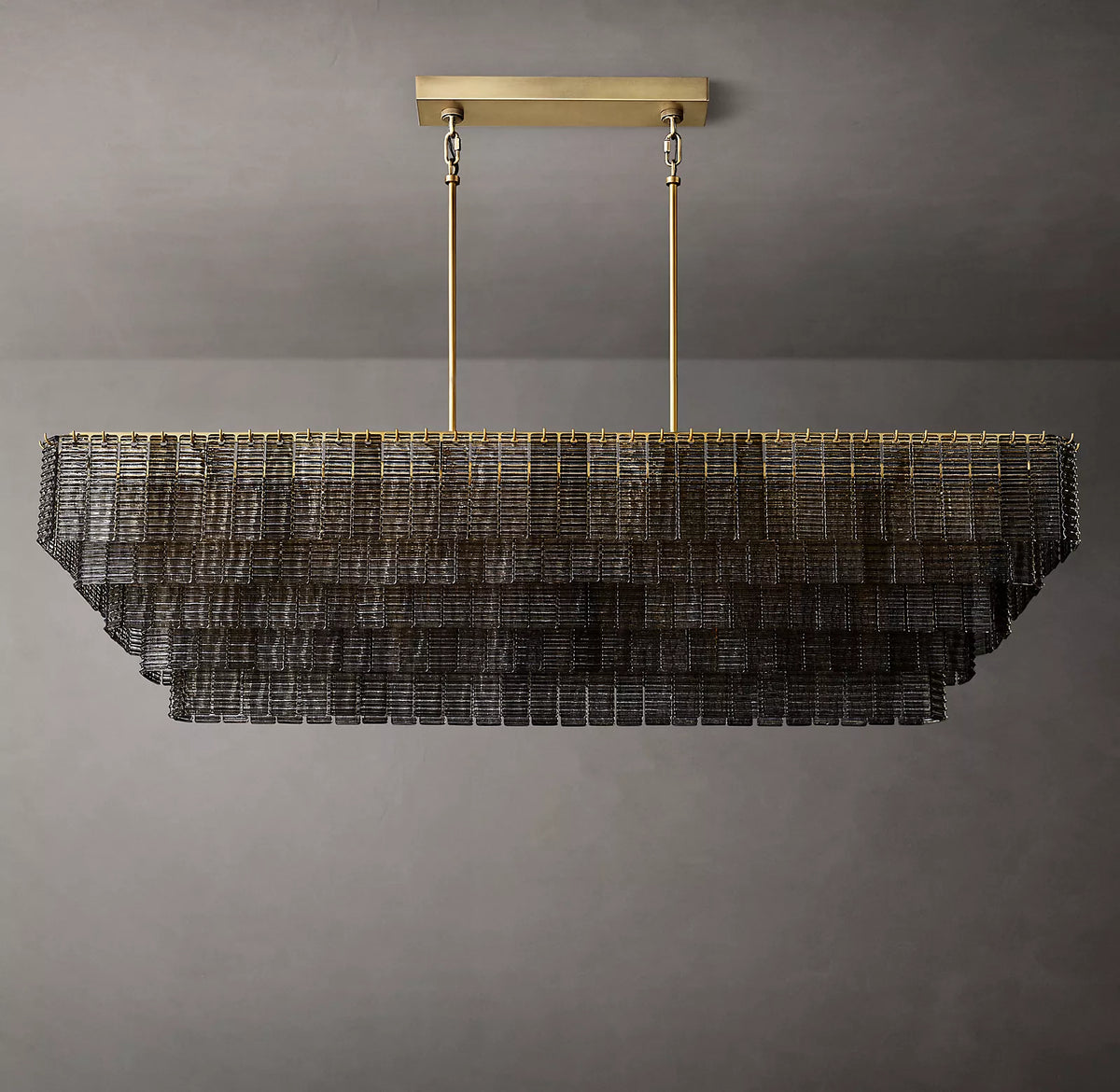 Sirene Clear/Smoke Glass Rectangular Chandelier 77"
