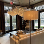 1920s Odeon Crystal Square Multi-Tier Chandelier 22"/34"/47"