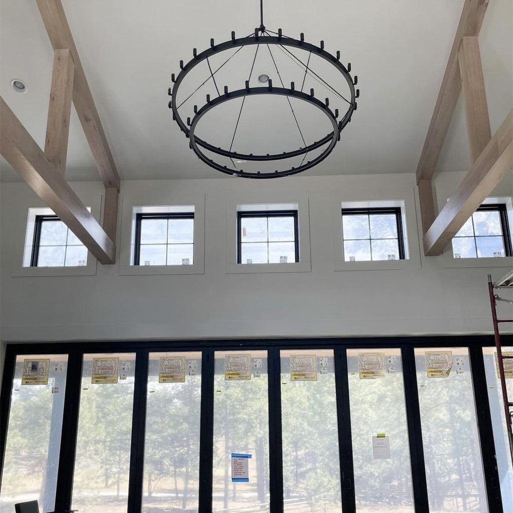 Filament Two-Tier Round Metal Chandelier 36"/50"/63"/73"