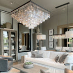 1920s Odeon Crystal Square Multi-Tier Chandelier 22"/34"/47"