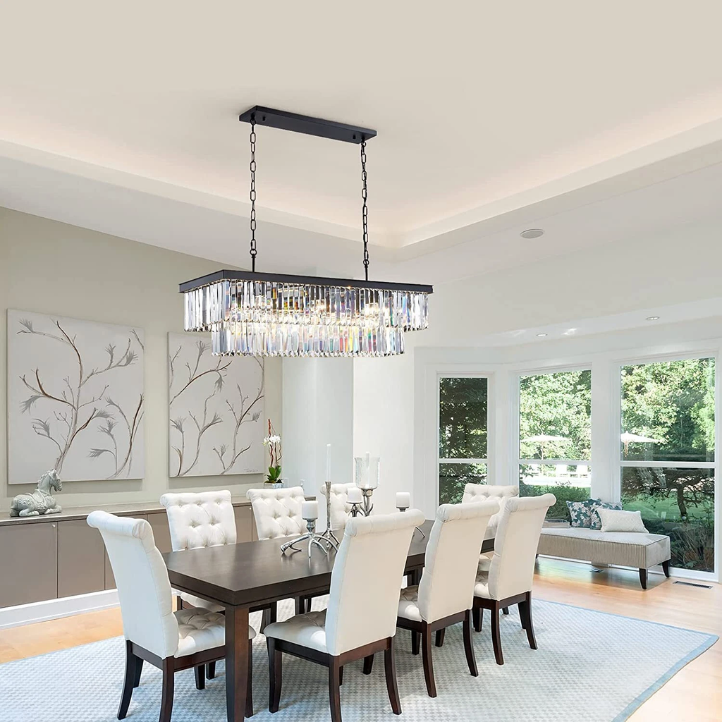 1920s Odeon 2-Tier Crystal Linear Chandelier 39"/49"/59"/72"
