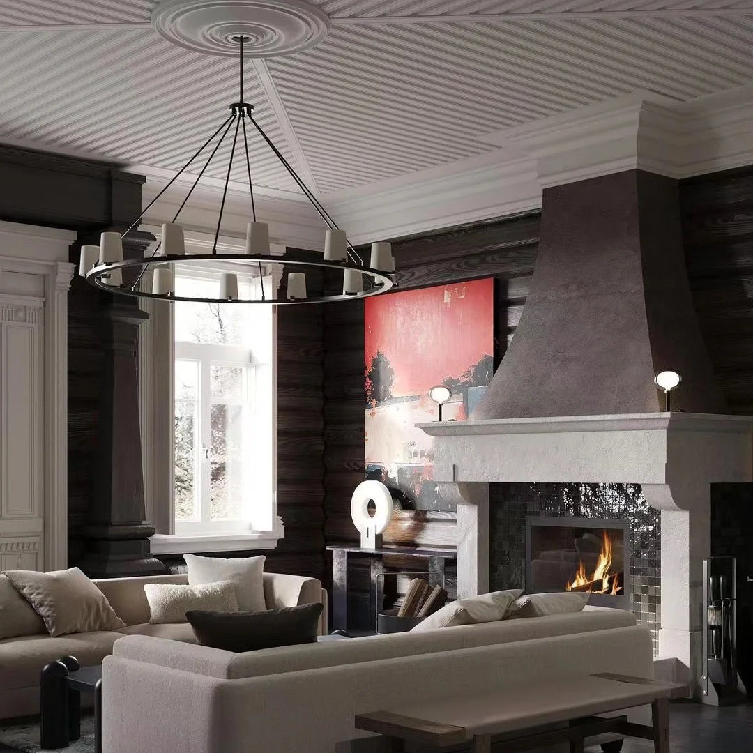 Pauillac Round Fabric Shade Chandelier 48"