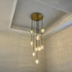 Cubice Clear/Amber Crystal Cascading Chandelier 18"/24"/36"/47"/60"