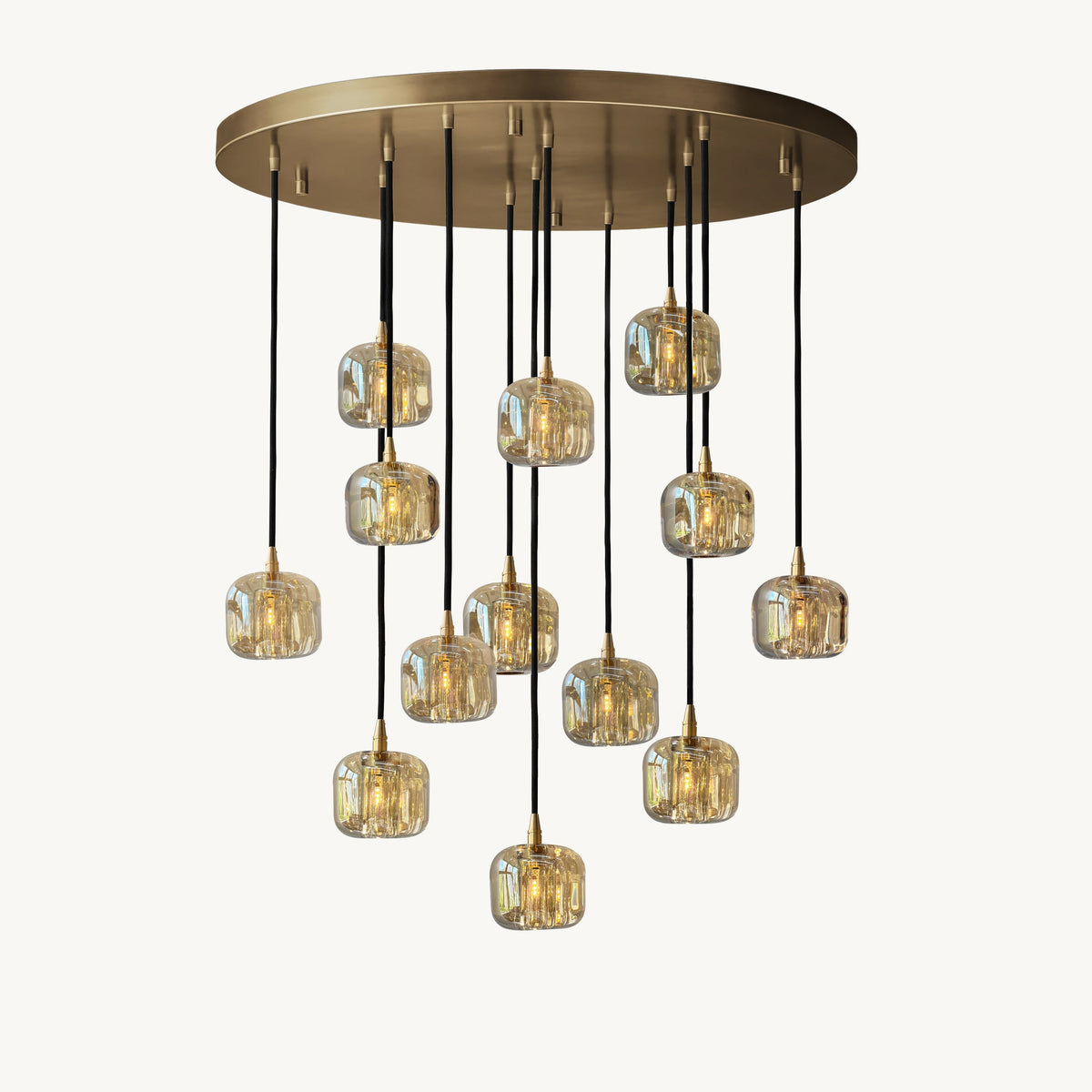 Cubice Clear/Amber Crystal Cascading Chandelier 18"/24"/36"/47"/60"