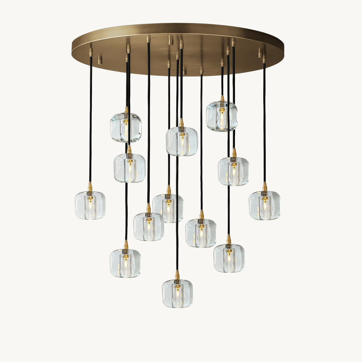Cubice Clear/Amber Crystal Cascading Chandelier 18"/24"/36"/47"/60"