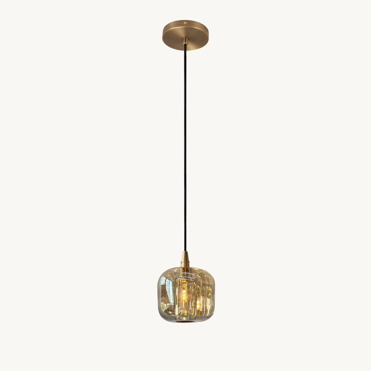 Cubice Clear/Amber Crystal Pendant Light 5 Inch