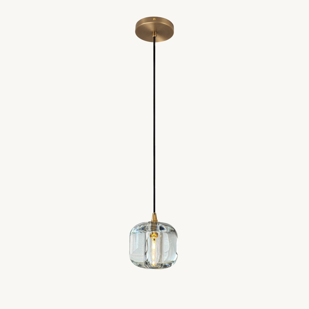 Cubice Clear/Amber Crystal Pendant Light 5 Inch
