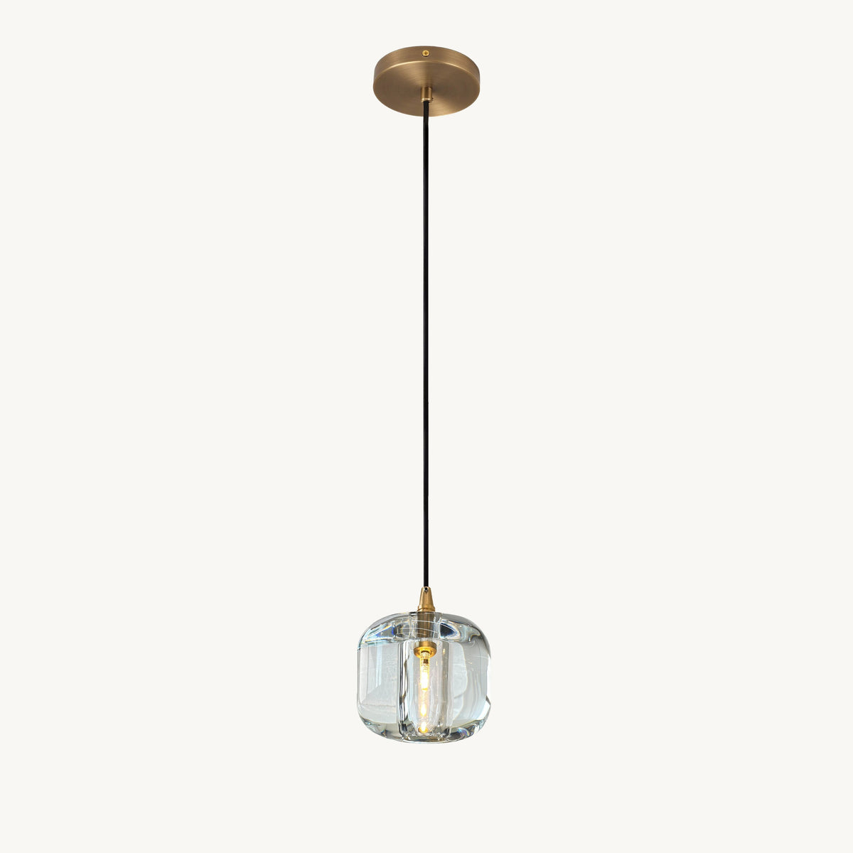 Cubice Clear/Amber Crystal Pendant Light 5 Inch