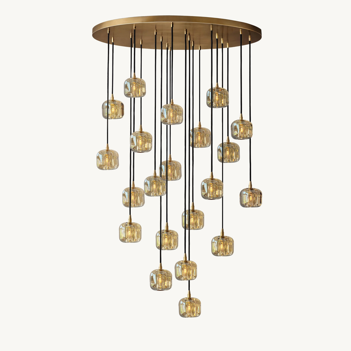 Cubice Clear/Amber Crystal Cascading Chandelier 18"/24"/36"/47"/60"