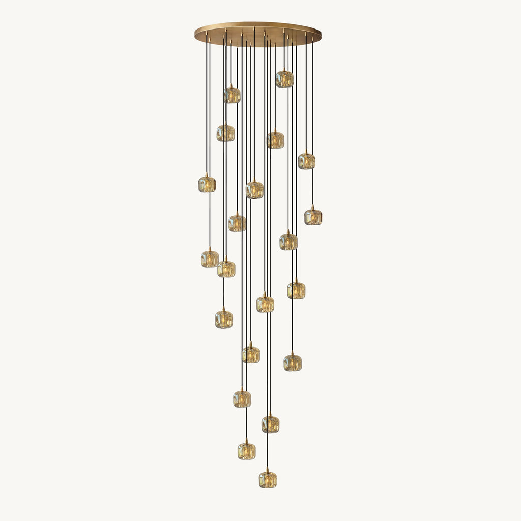 Cubice Clear/Amber Crystal Cascading Chandelier 18"/24"/36"/47"/60"