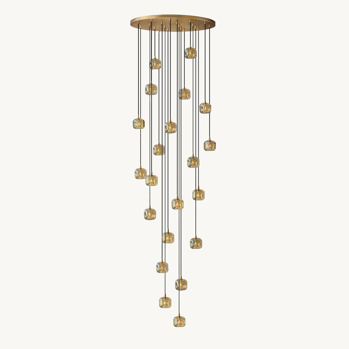 Cubice Clear/Amber Crystal Cascading Chandelier 18"/24"/36"/47"/60"