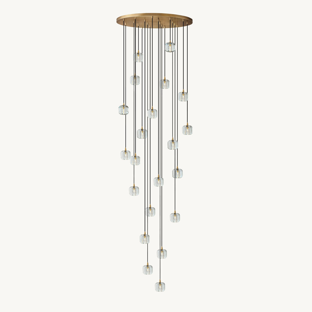 Cubice Clear/Amber Crystal Cascading Chandelier 18"/24"/36"/47"/60"