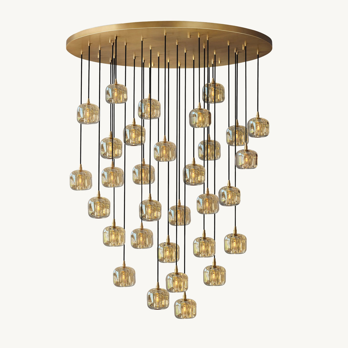 Cubice Clear/Amber Crystal Cascading Chandelier 18"/24"/36"/47"/60"