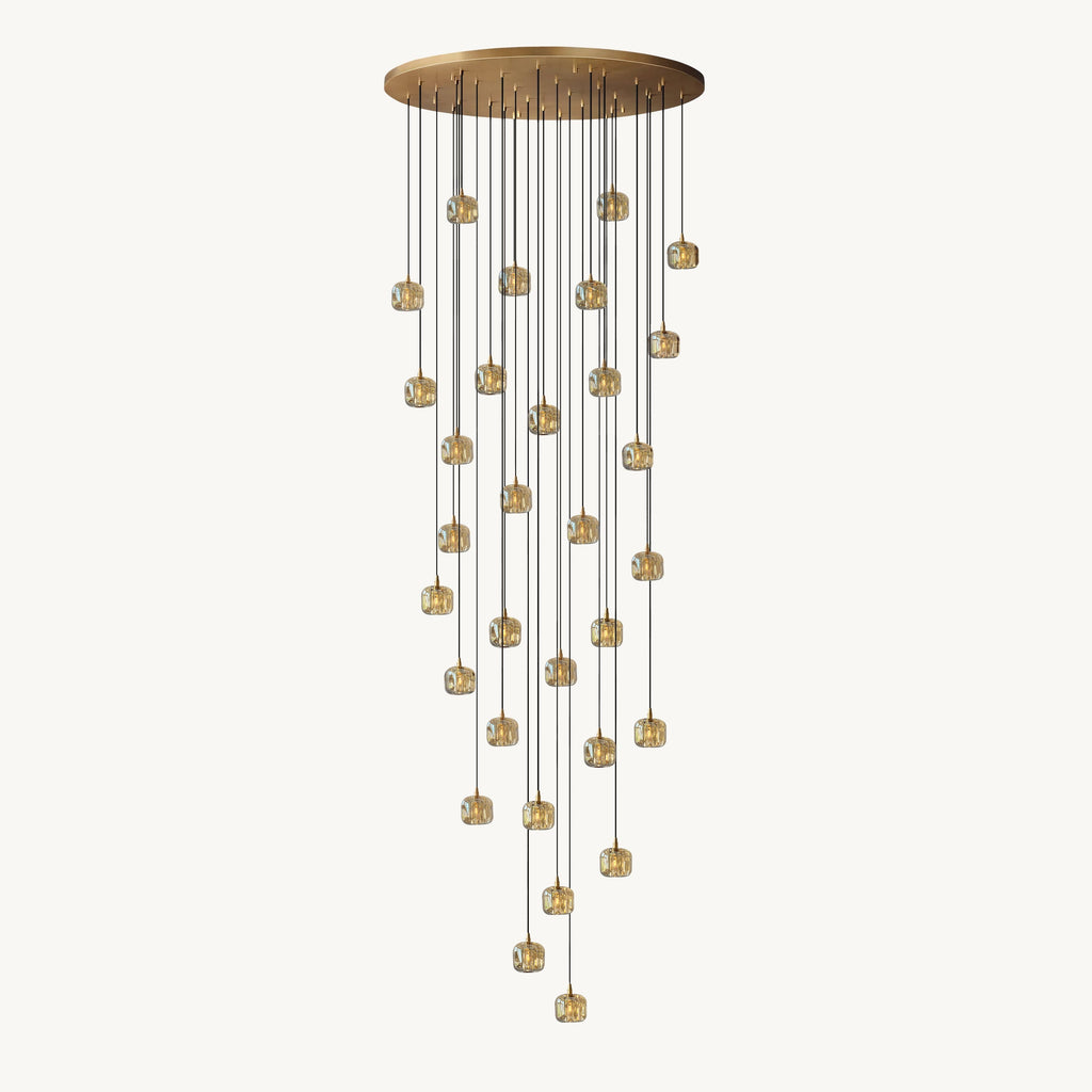 Cubice Clear/Amber Crystal Cascading Chandelier 18"/24"/36"/47"/60"