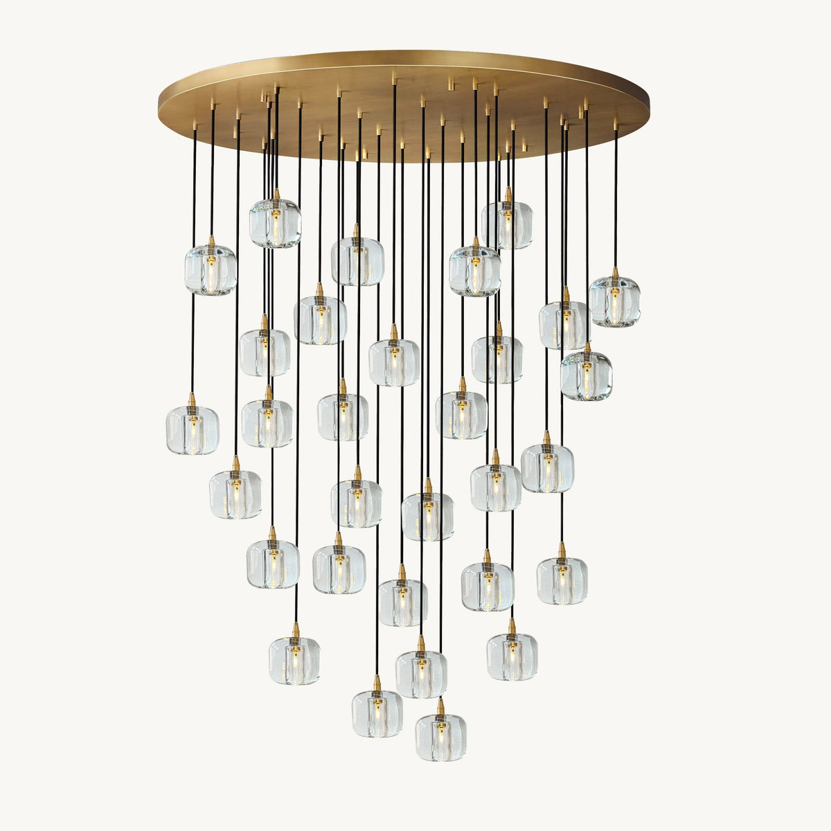 Cubice Clear/Amber Crystal Cascading Chandelier 18"/24"/36"/47"/60"