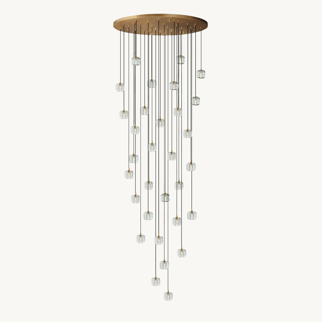 Cubice Clear/Amber Crystal Cascading Chandelier 18"/24"/36"/47"/60"