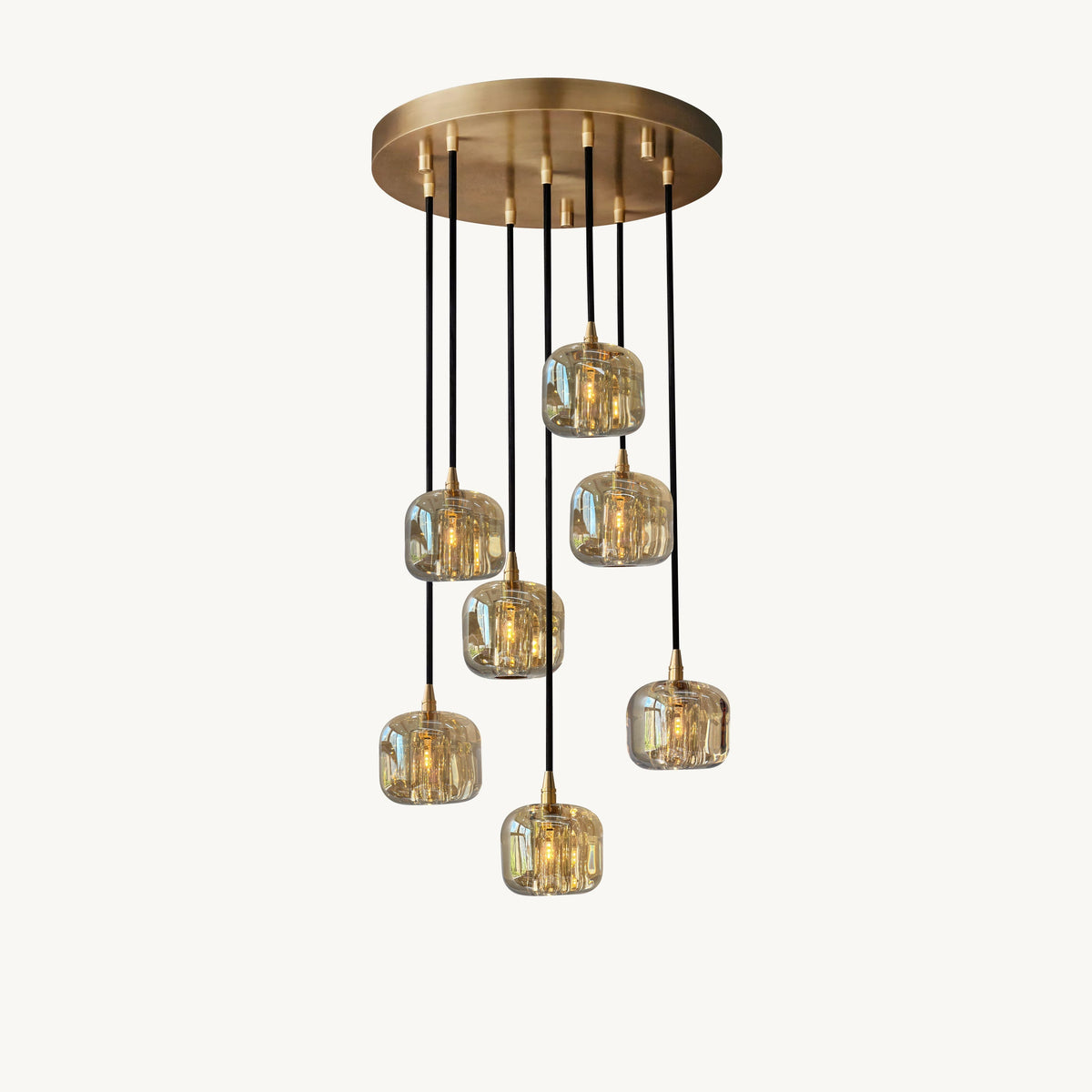 Cubice Clear/Amber Crystal Cascading Chandelier 18"/24"/36"/47"/60"
