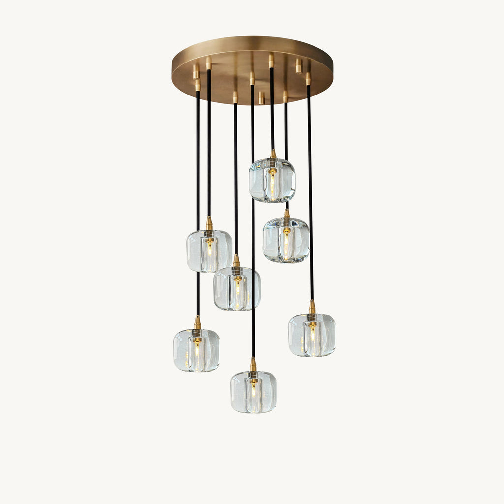 Cubice Clear/Amber Crystal Cascading Chandelier 18"/24"/36"/47"/60"